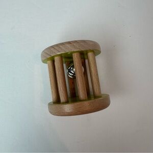Wooden Rattle Toy with Green Accents